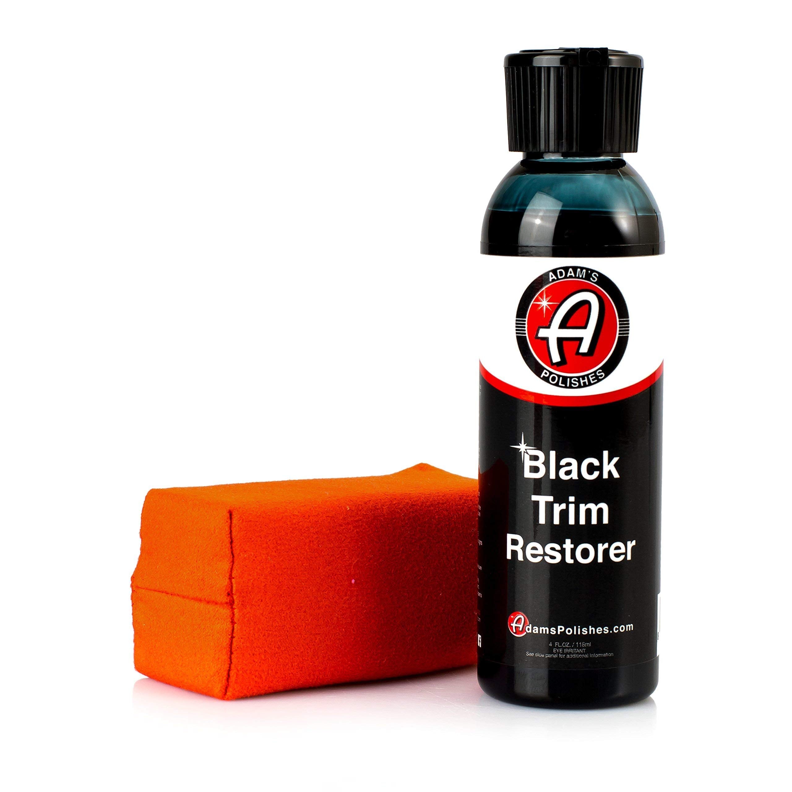 Adam's Polishes Black Trim Restorer bottle demonstrates durable color restoration