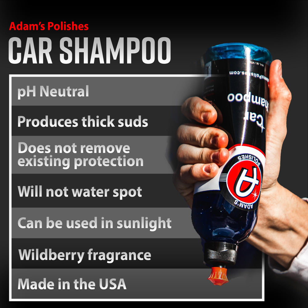 Foam cannon jet with Adam's Polishes Car Shampoo creating rich suds
