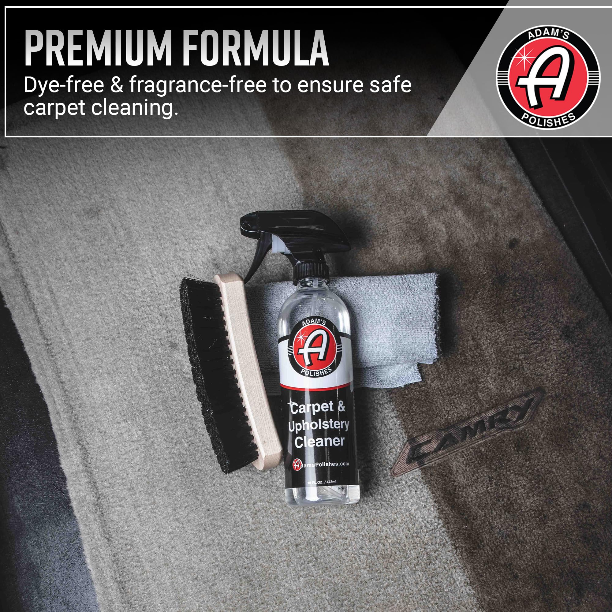 Adam's Polishes Carpet Cleaner hypoallergenic safe formula enables gentle interior cleaning.