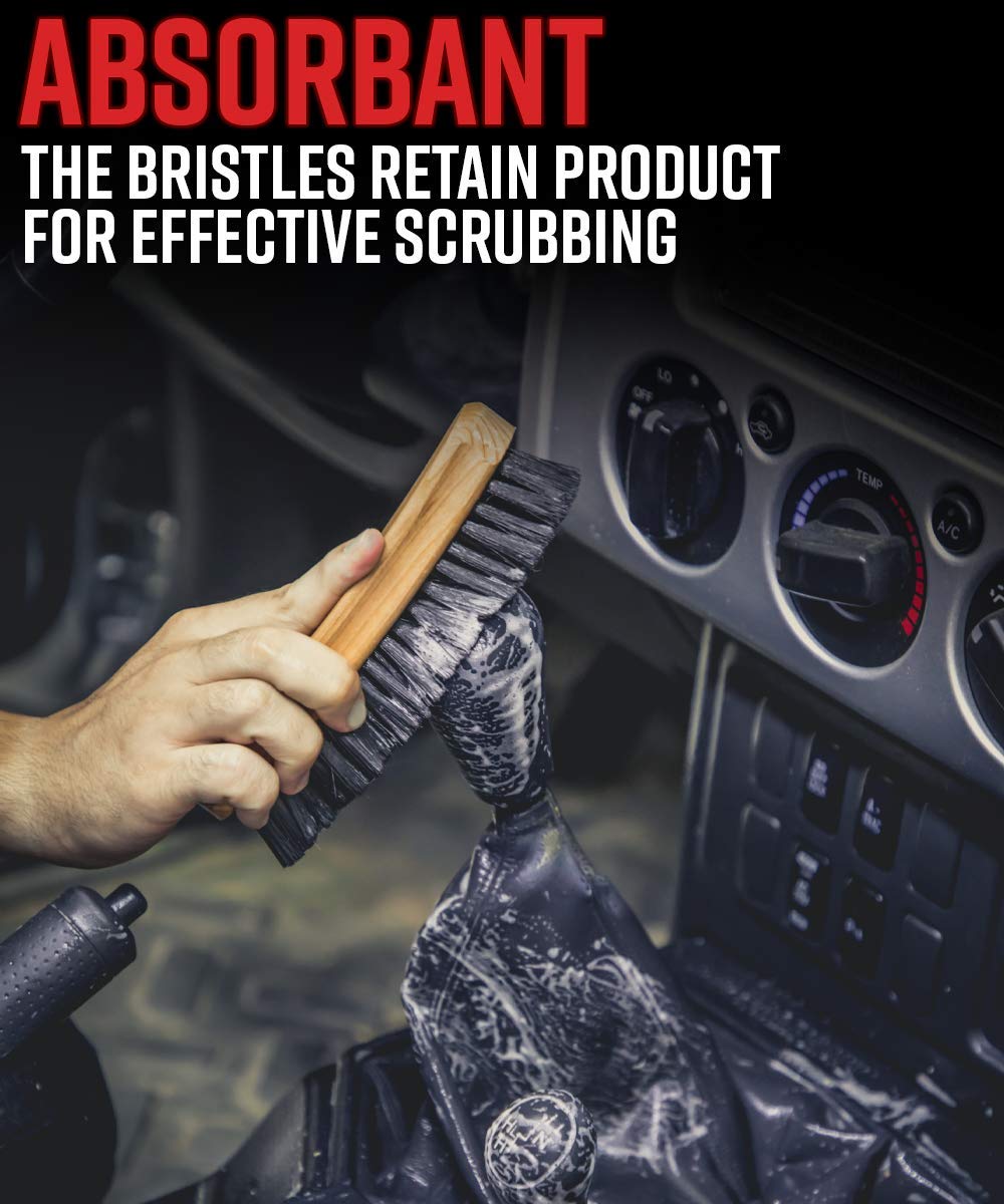 Adam's Polishes Cockpit Detailing Brush ergonomic wooden handle reduces fatigue