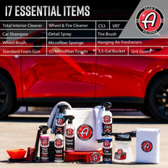 Adam's Polishes Essential Kit bucket ready for pre-wash detailing.