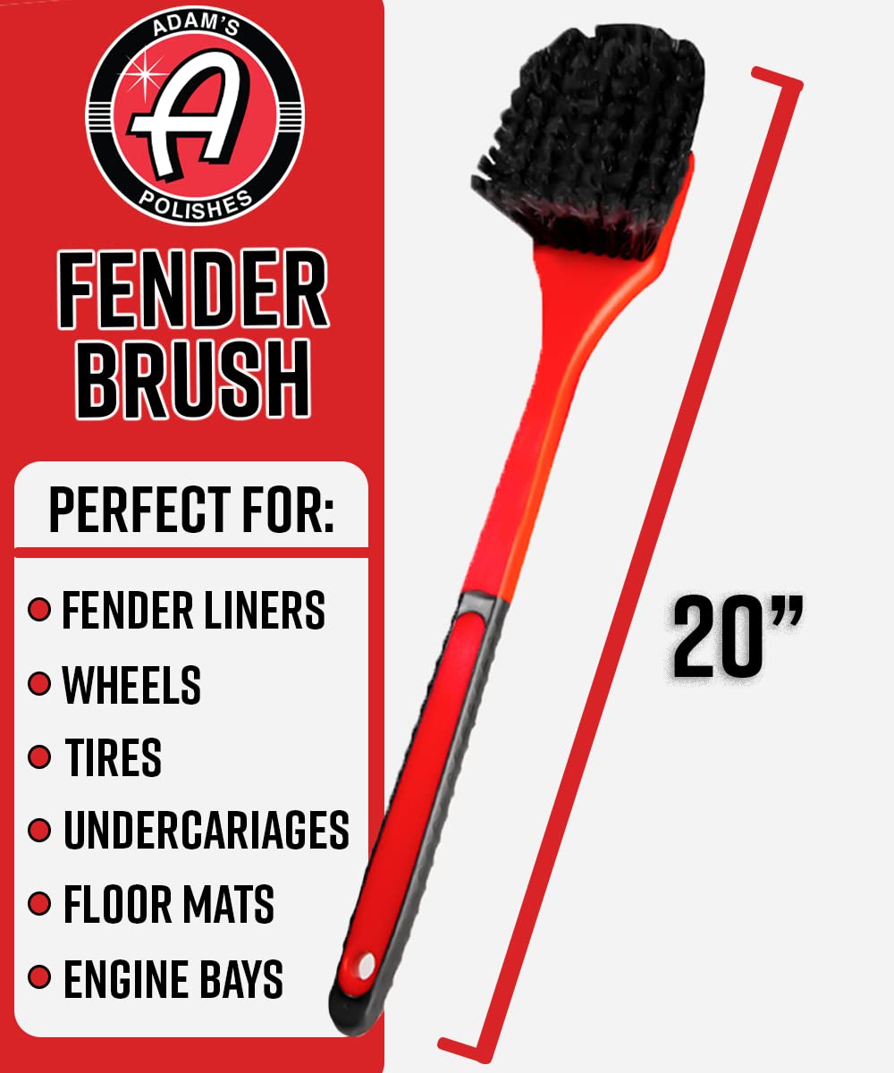 Adam's Polishes Fender Brush with flagged nylon bristles for effective scrubbing.