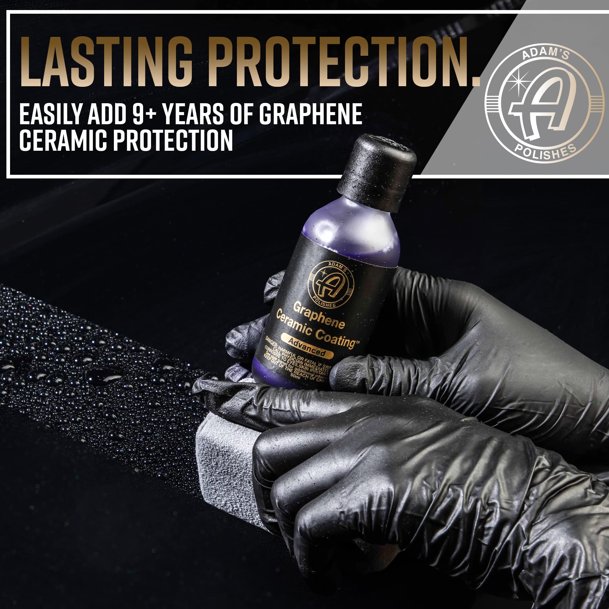 Adam's Polishes Graphene Coating UV tracing technology helps ensure full coverage during application.