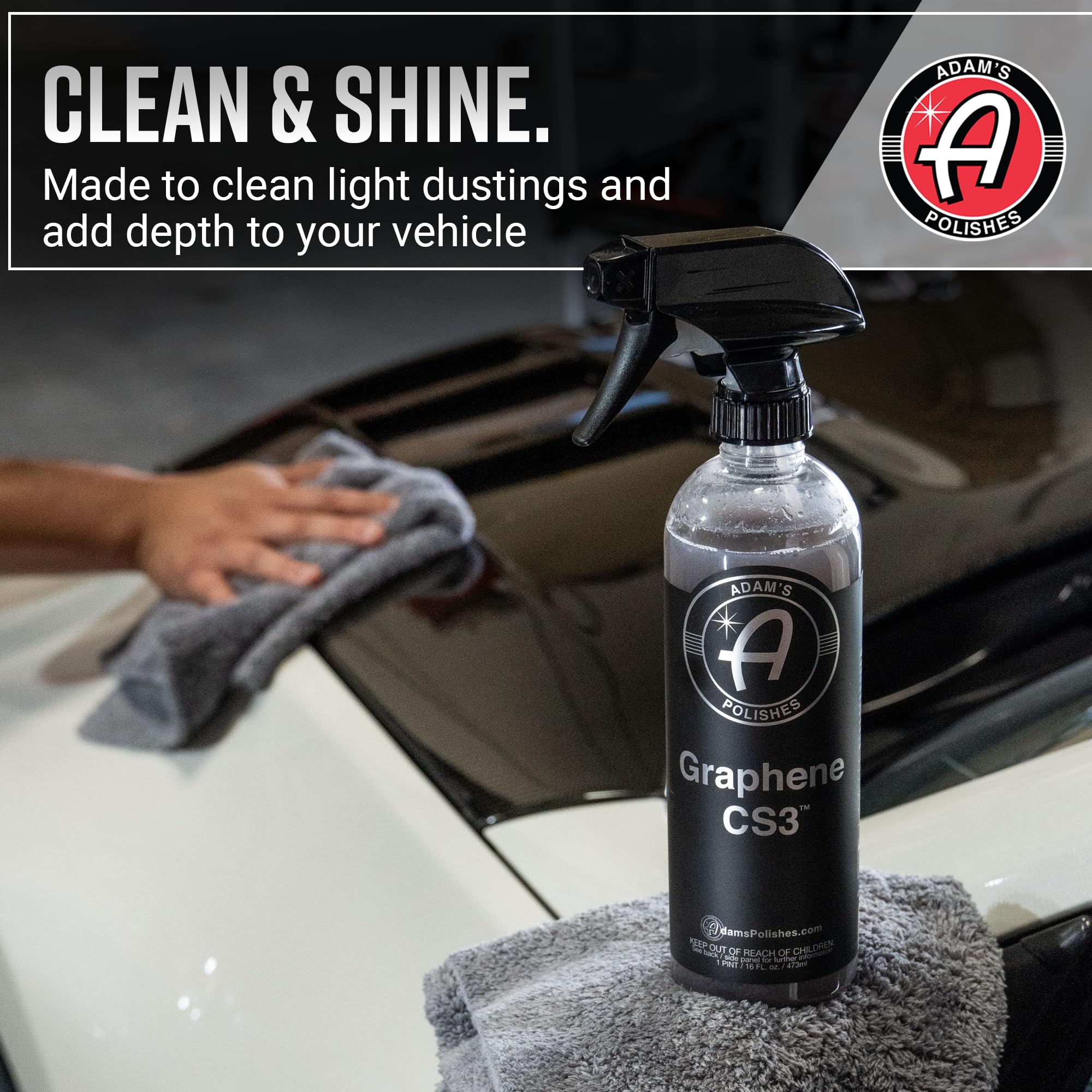 Graphene CS3 waterless wash spray on motorcycle producing reflective gloss