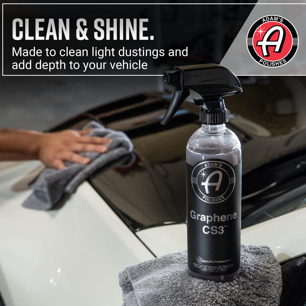 Graphene CS3 waterless wash spray on motorcycle producing reflective gloss