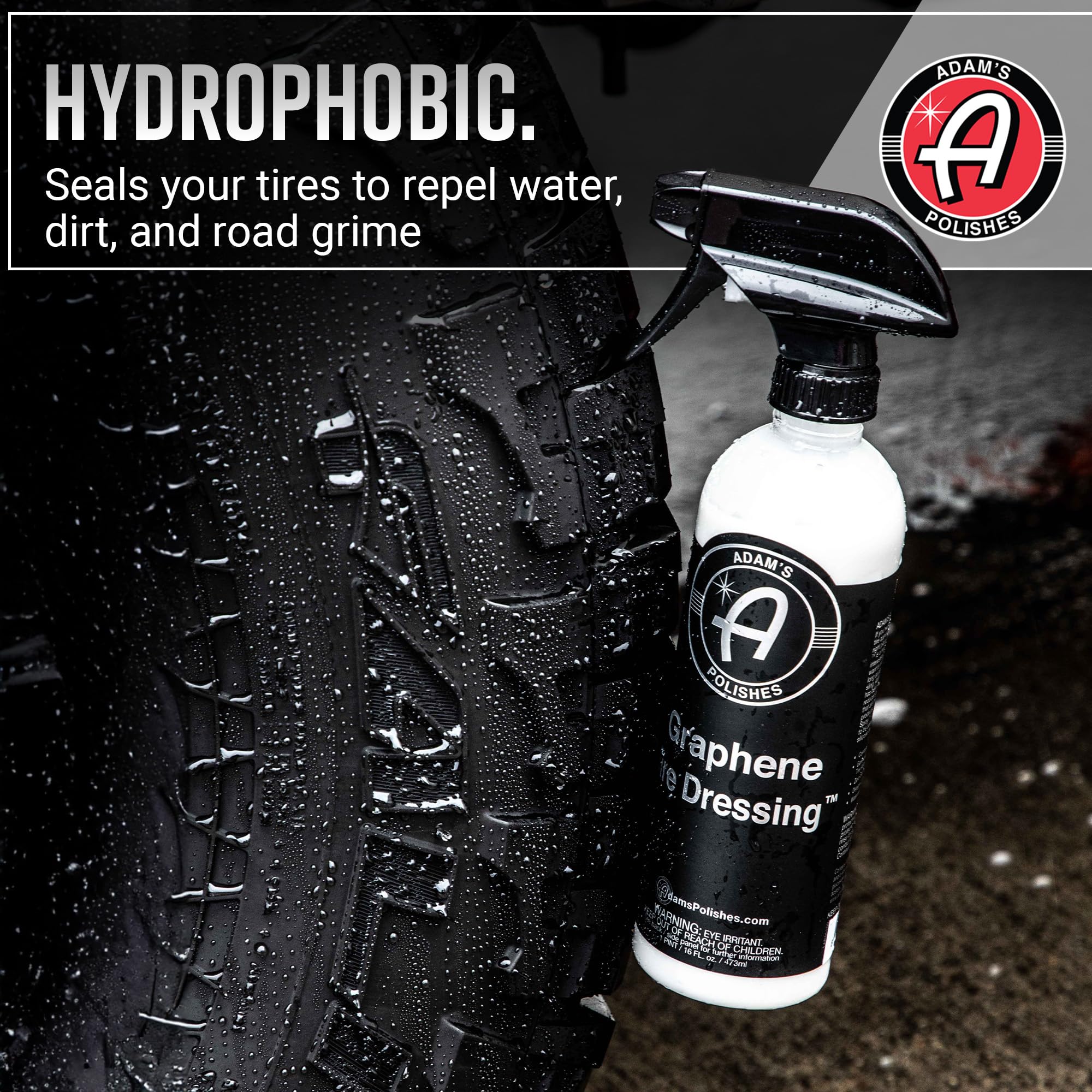 Adam's Polishes Graphene Detail Spray comparison with tire dressing finish.