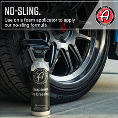 Adam's Graphene Tire Dressing provides a durable satin finish with a non-greasy feel.
