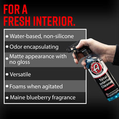 Adam's Polishes interior cleaner protectant on multiple surfaces.