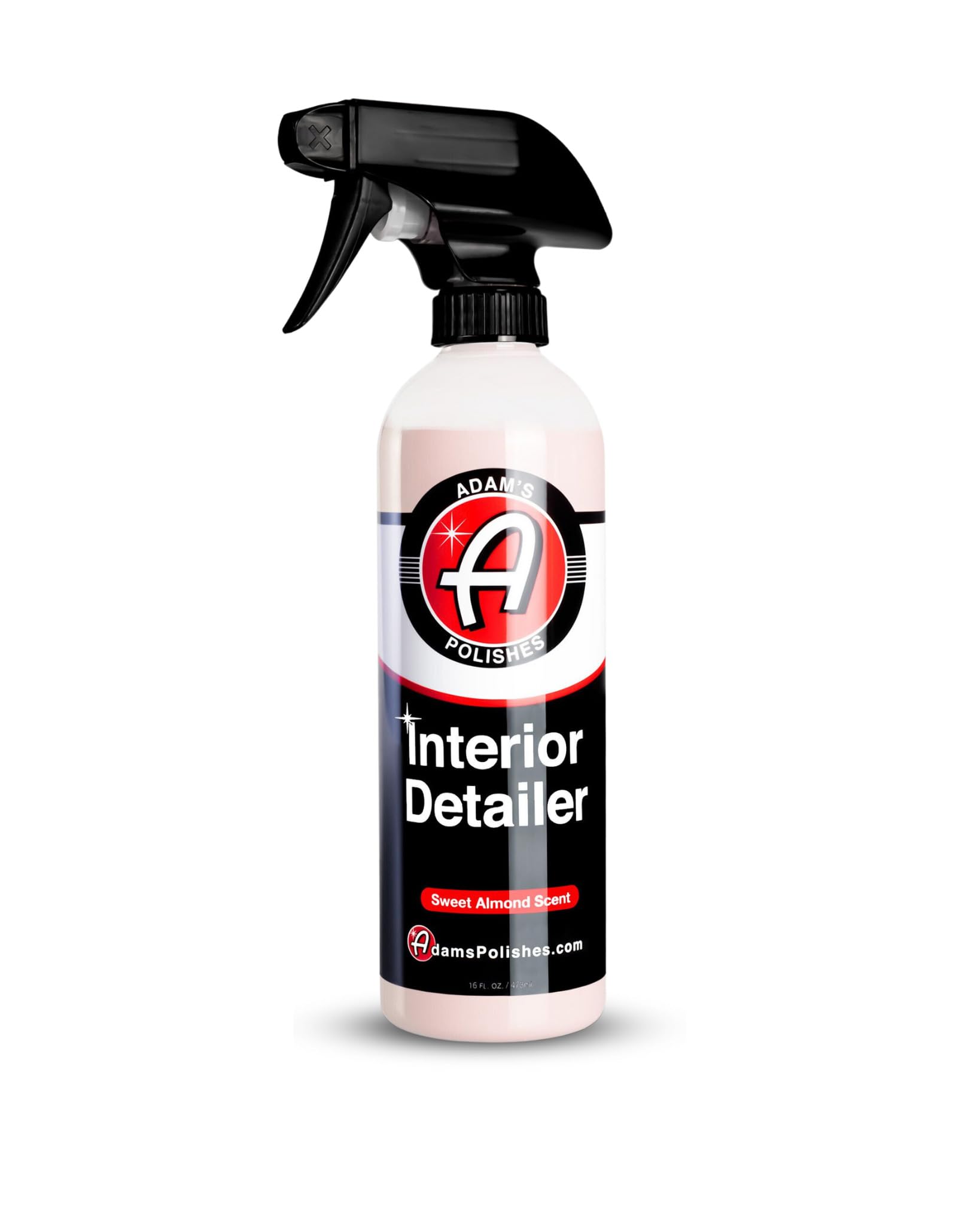 Adam's Polishes Interior Detailer bottle pour demonstrates an all-in-one cleaner and protectant.