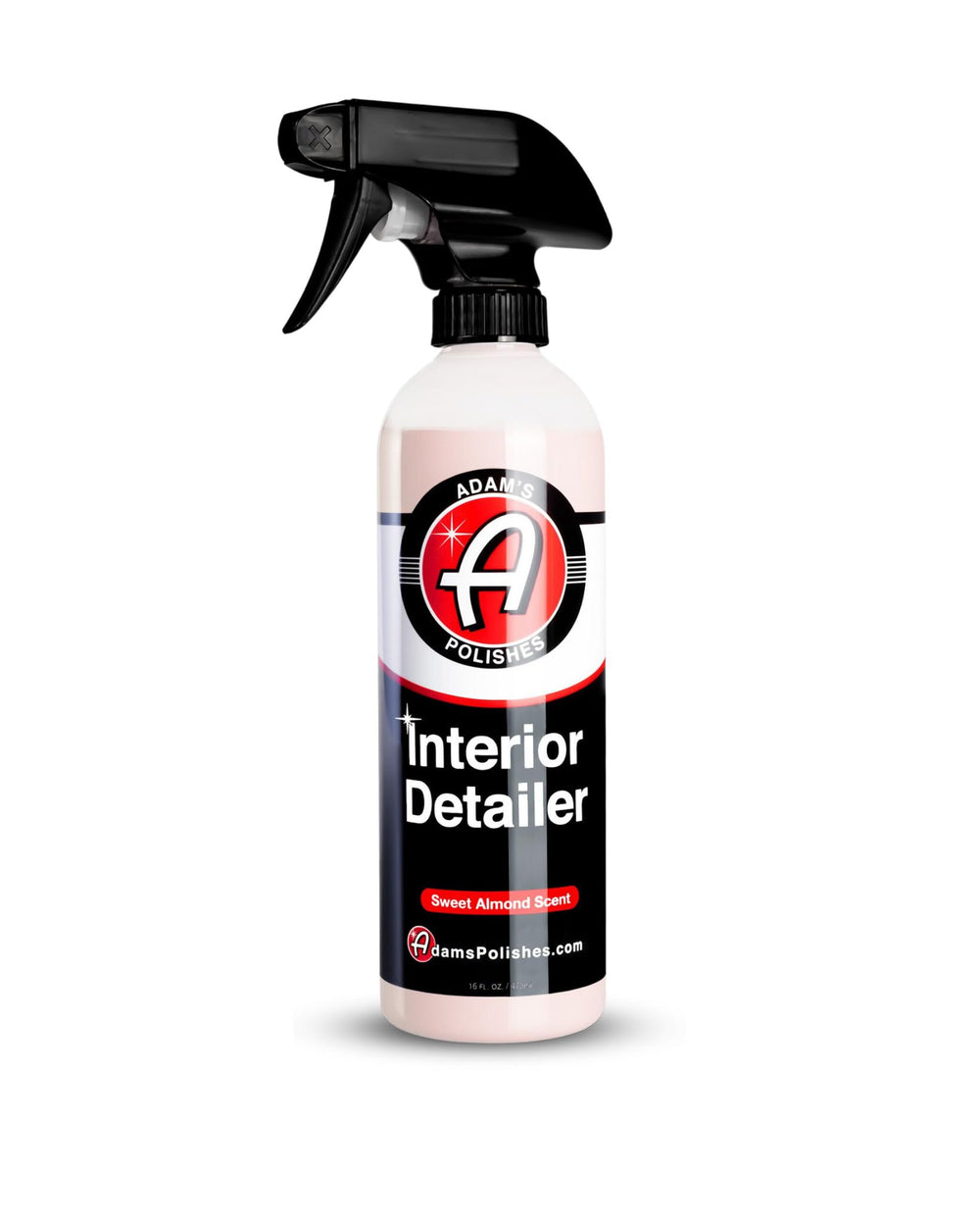 Adam's Polishes Interior Detailer bottle pour demonstrates an all-in-one cleaner and protectant.