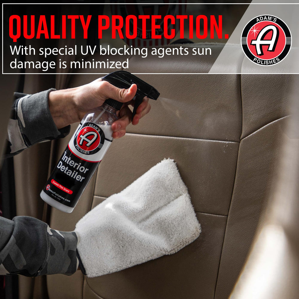 Adam's Polishes Interior Detailer Sweet Pea dash clean demonstrates durability and a polished finish.