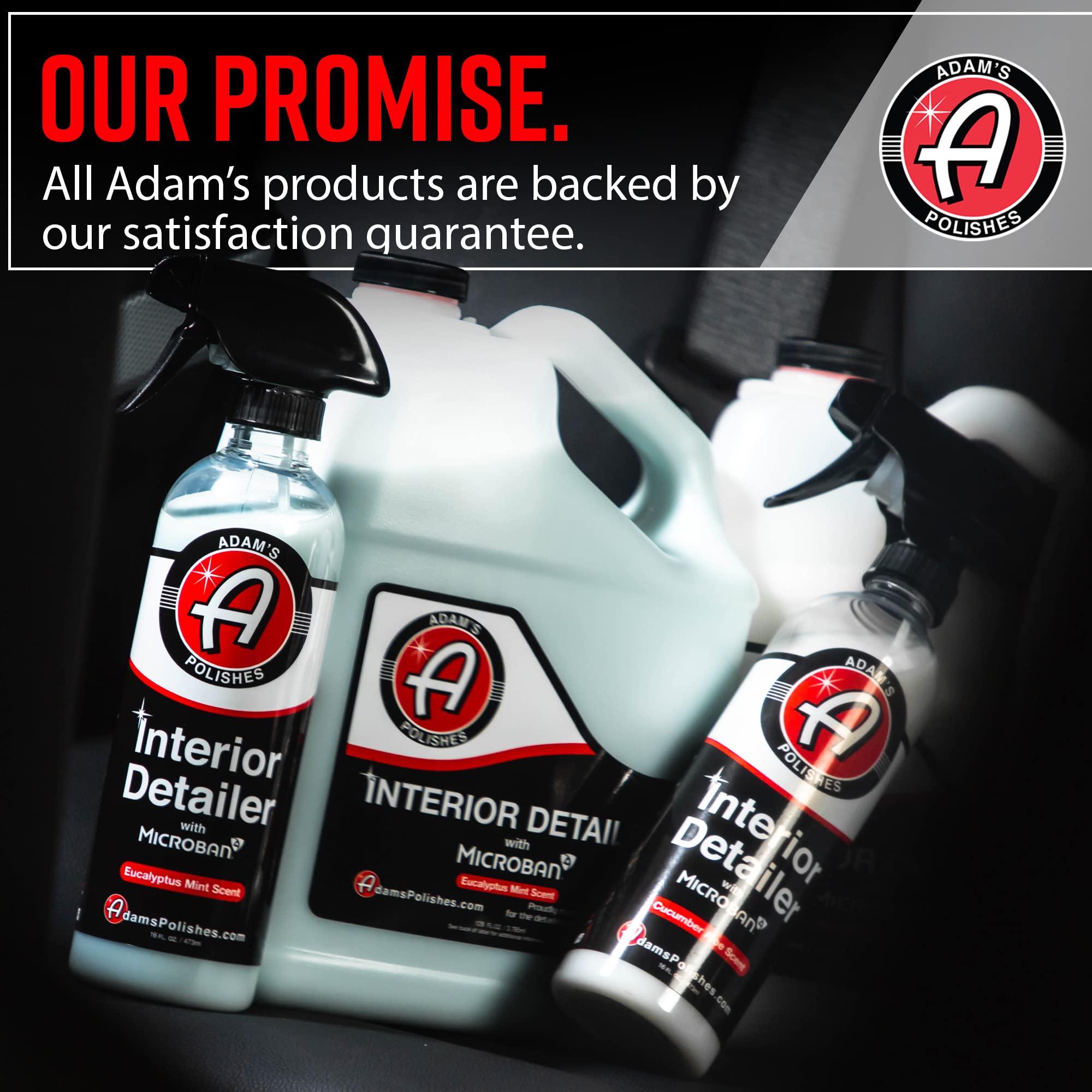 Adam's Polishes Interior Detailer Sweet Pea packaging emphasizes practical sizing and eco-friendly labeling.