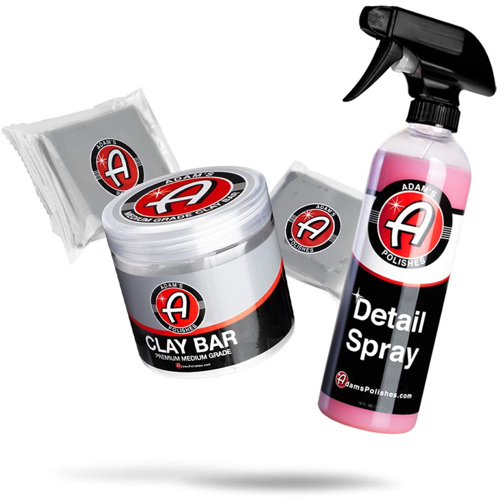 Adam's Polishes medium grade clay bar kit with two 100g bars for gentle decontamination.