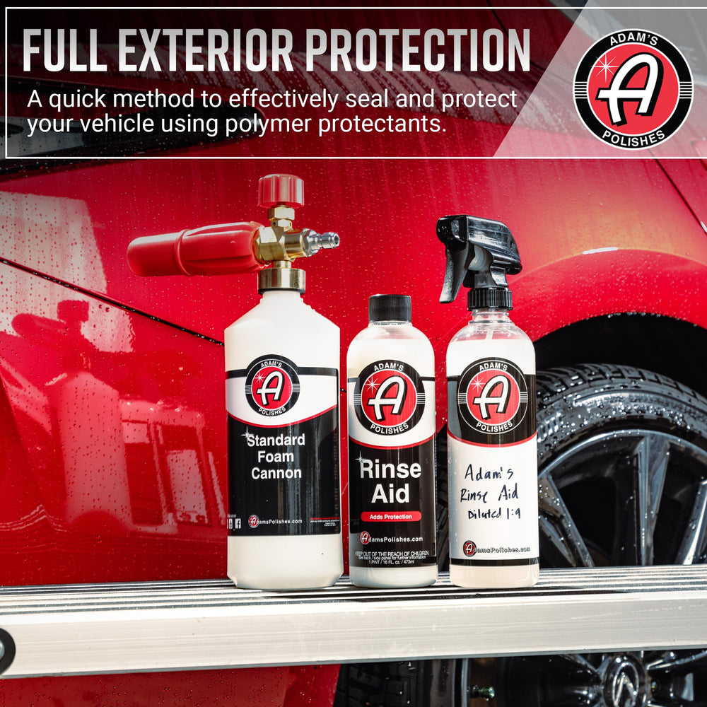 Adam's Polishes rinse aid foam cannon setup showing versatile application.