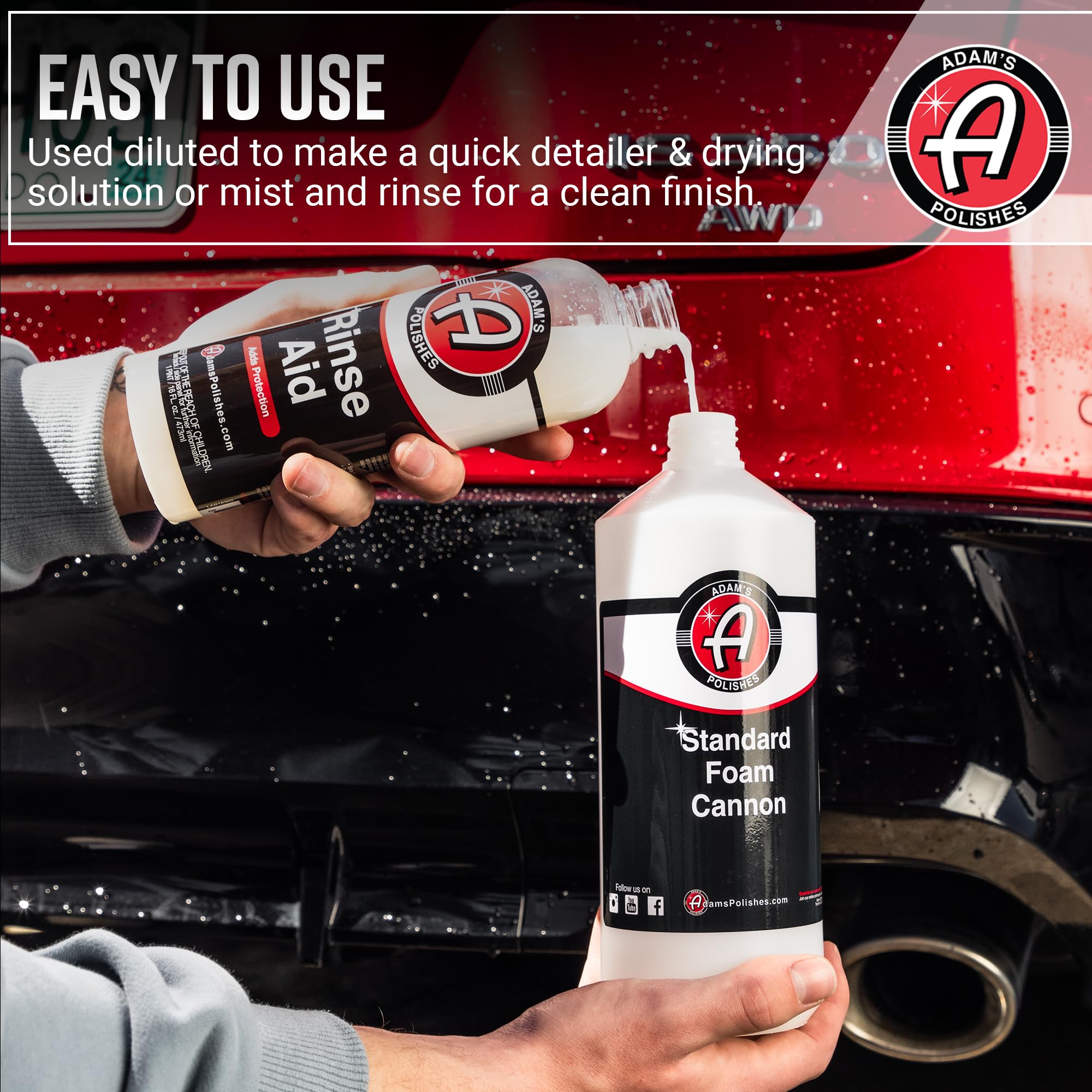 Adam's Polishes rinse aid glossy surface after treatment with beading.