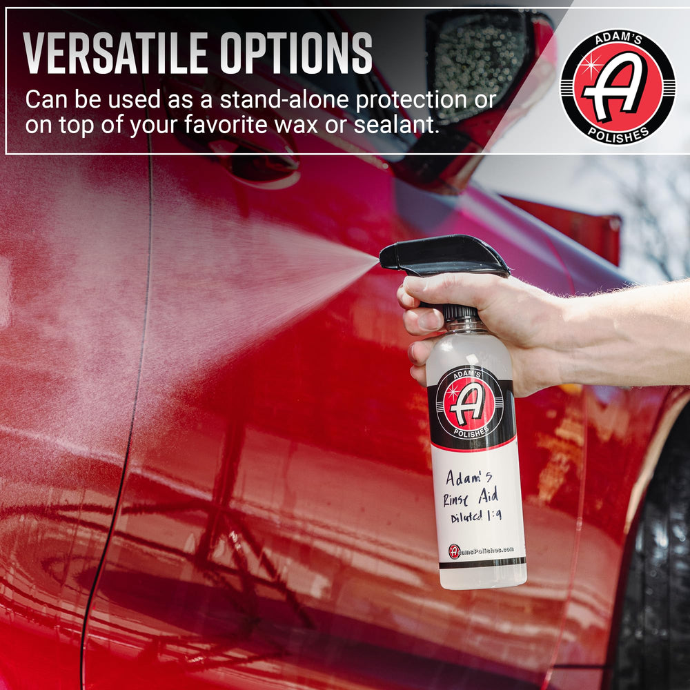 Adam's Polishes rinse aid silica formula close-up highlighting protection.