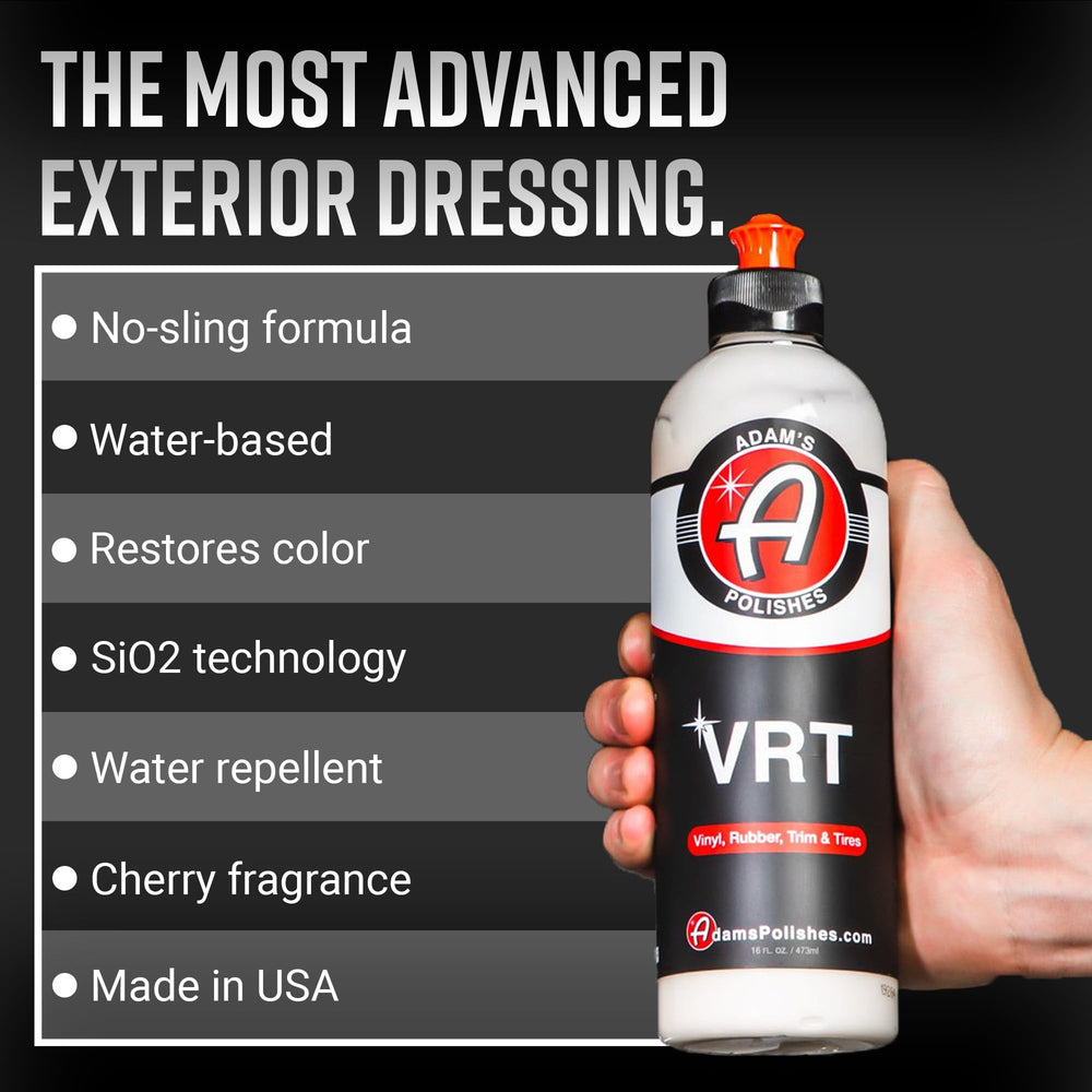 Adam's Polishes Silica Infused VRT applied to tire sidewall delivering rich, water-repellent shine.