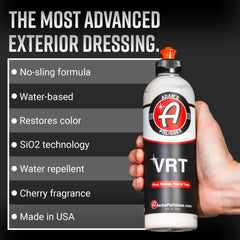 Adam's Polishes Silica Infused VRT applied to tire sidewall delivering rich, water-repellent shine.