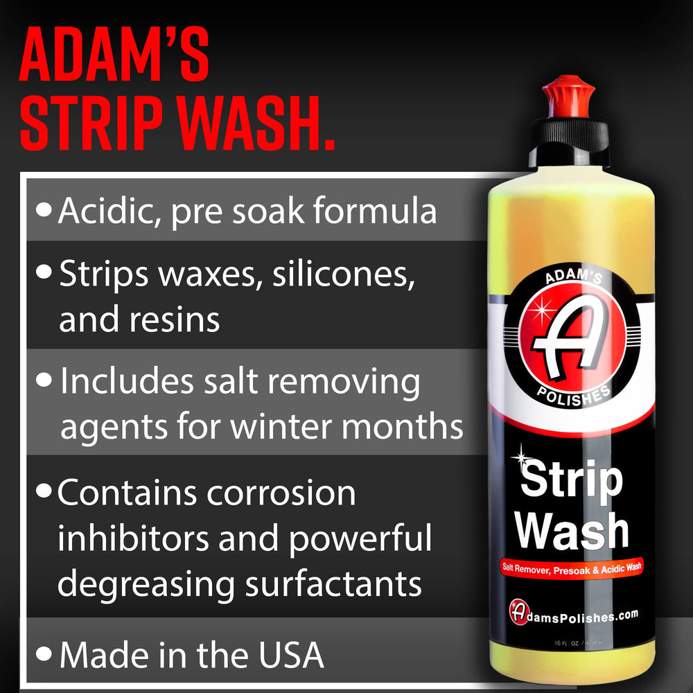 Adam's Polishes Strip Wash presoak in action priming surfaces before washing.