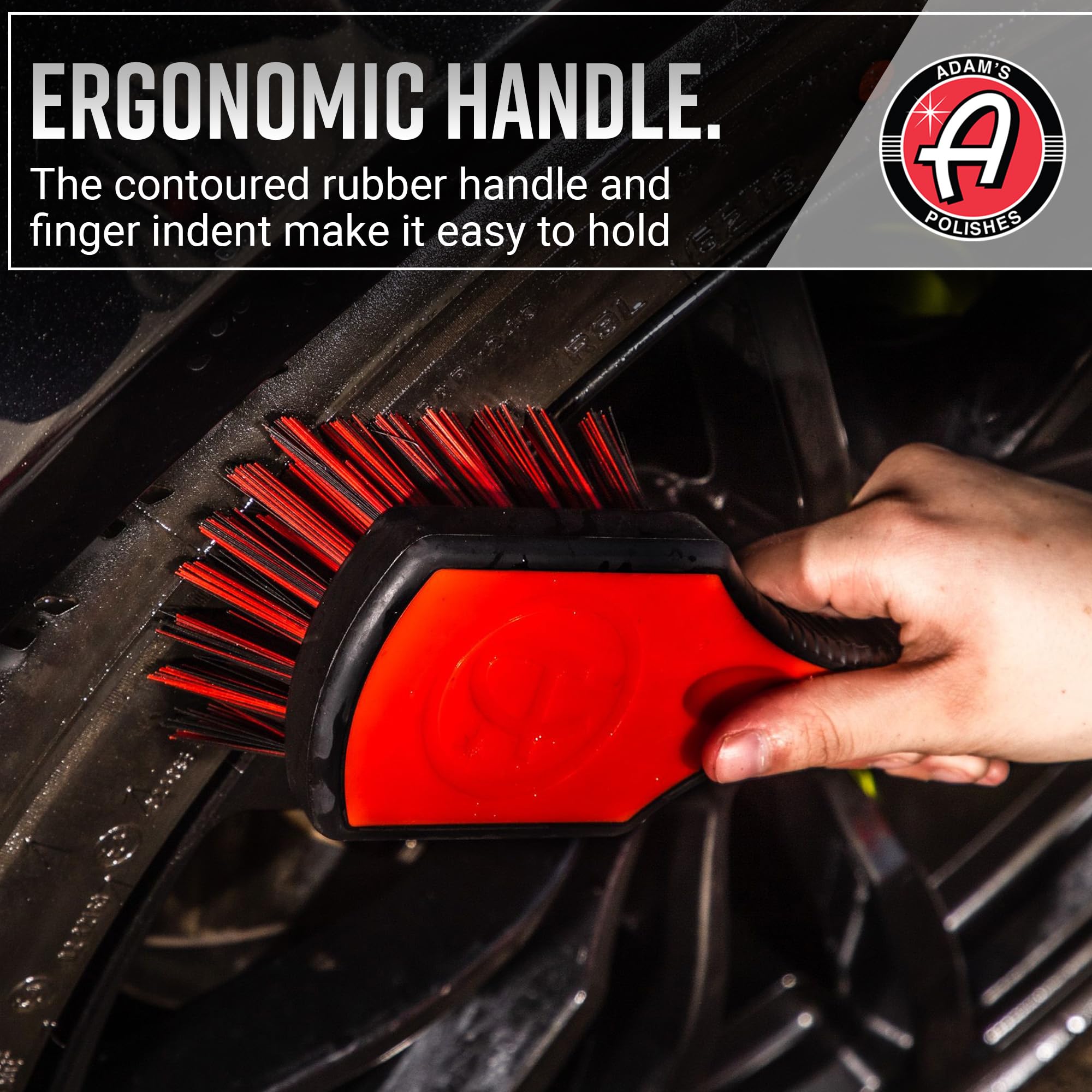 Adam's Polishes tire brush not for wheel faces; pair with Wheel Scrub for wheels