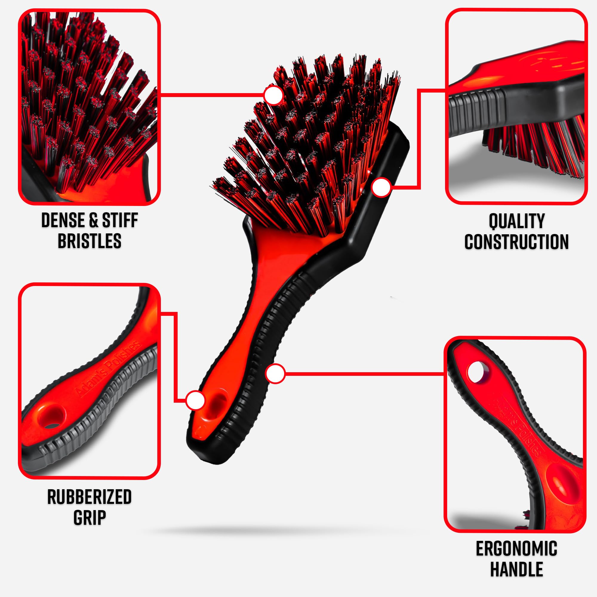 Adam's Polishes tire brush short handle ideal for tough detailing jobs