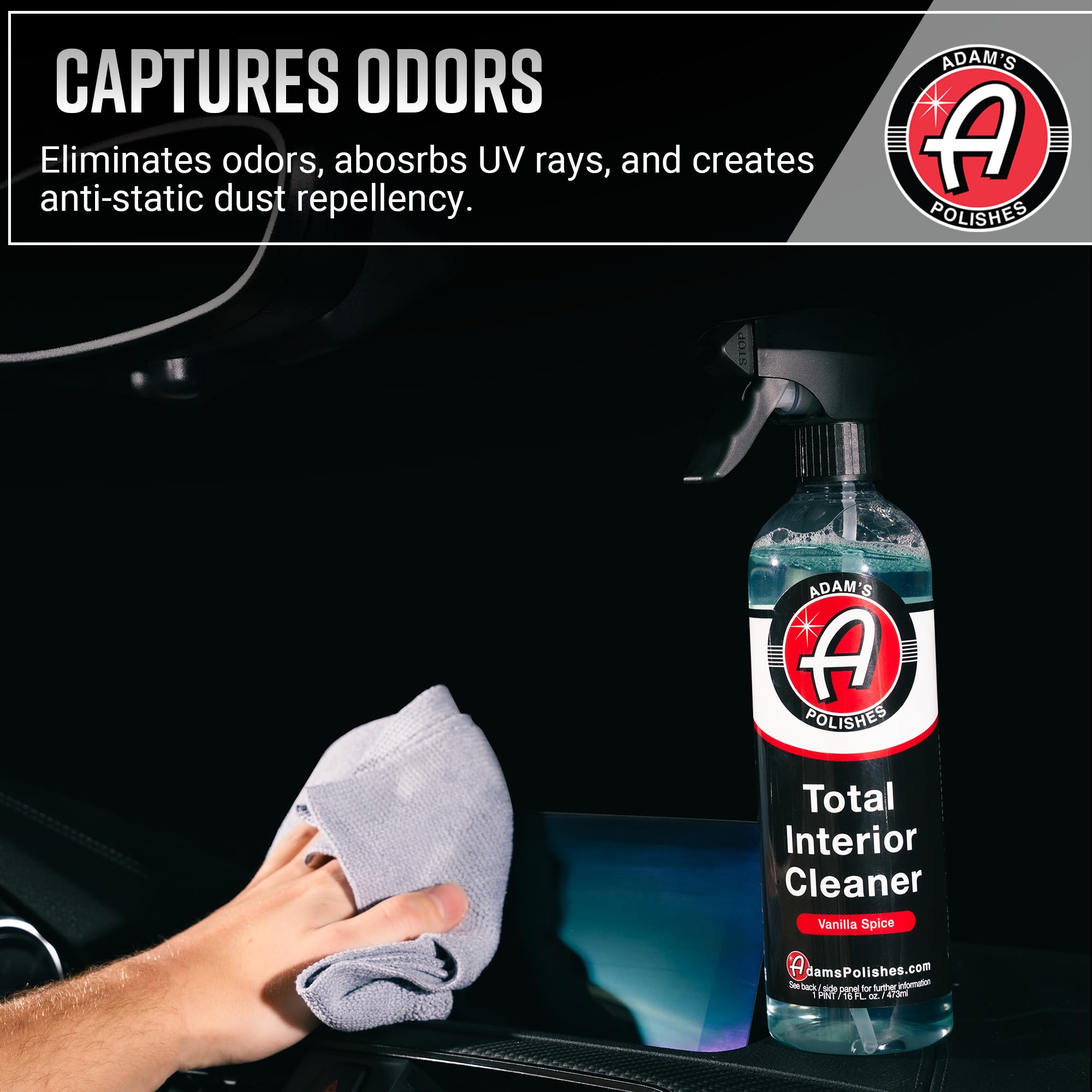 Adam's Polishes UV odor encapsulation protects interior from sun exposure.