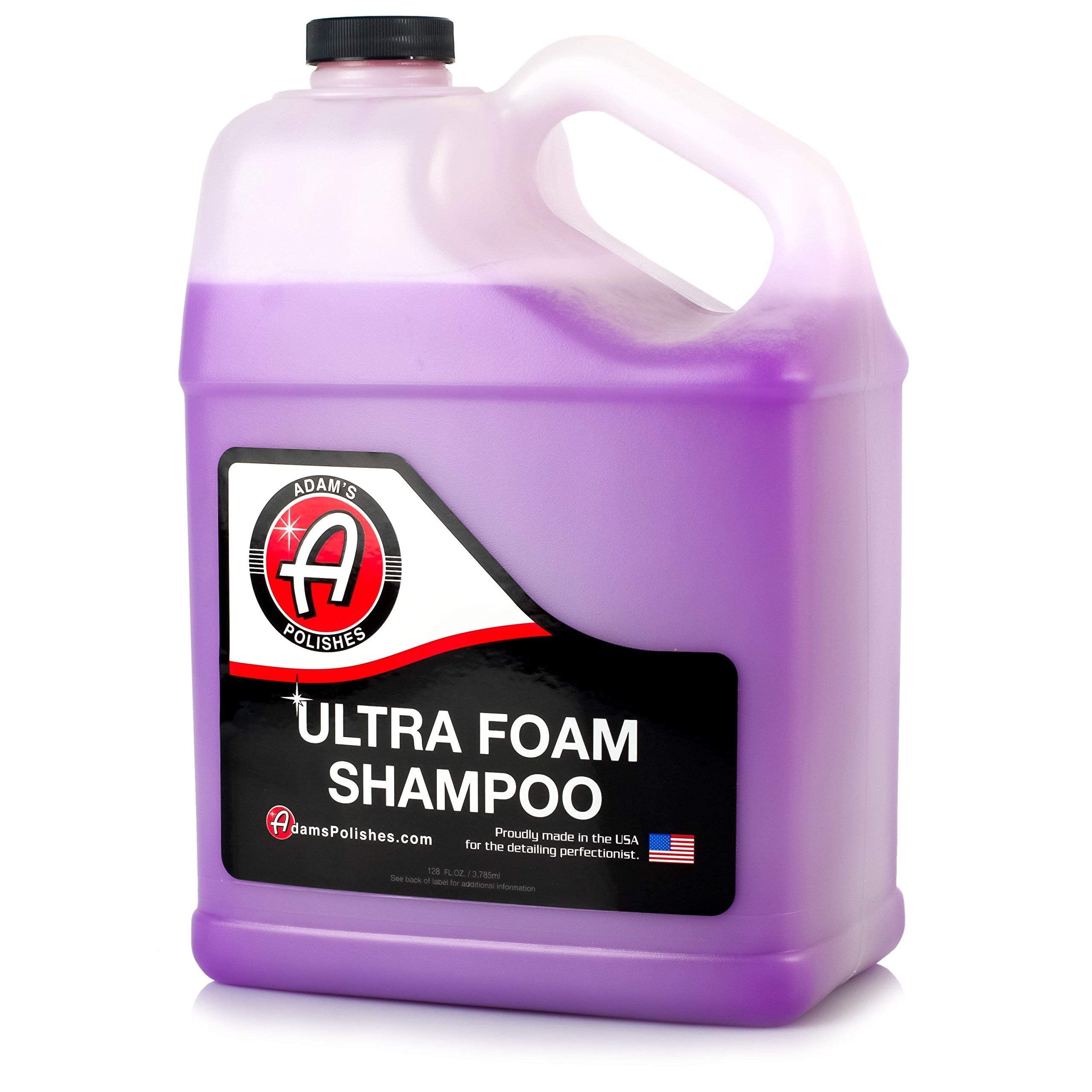 Adam's Polishes Ultra Foam Shampoo in foam cannon showing thick suds for safe washing