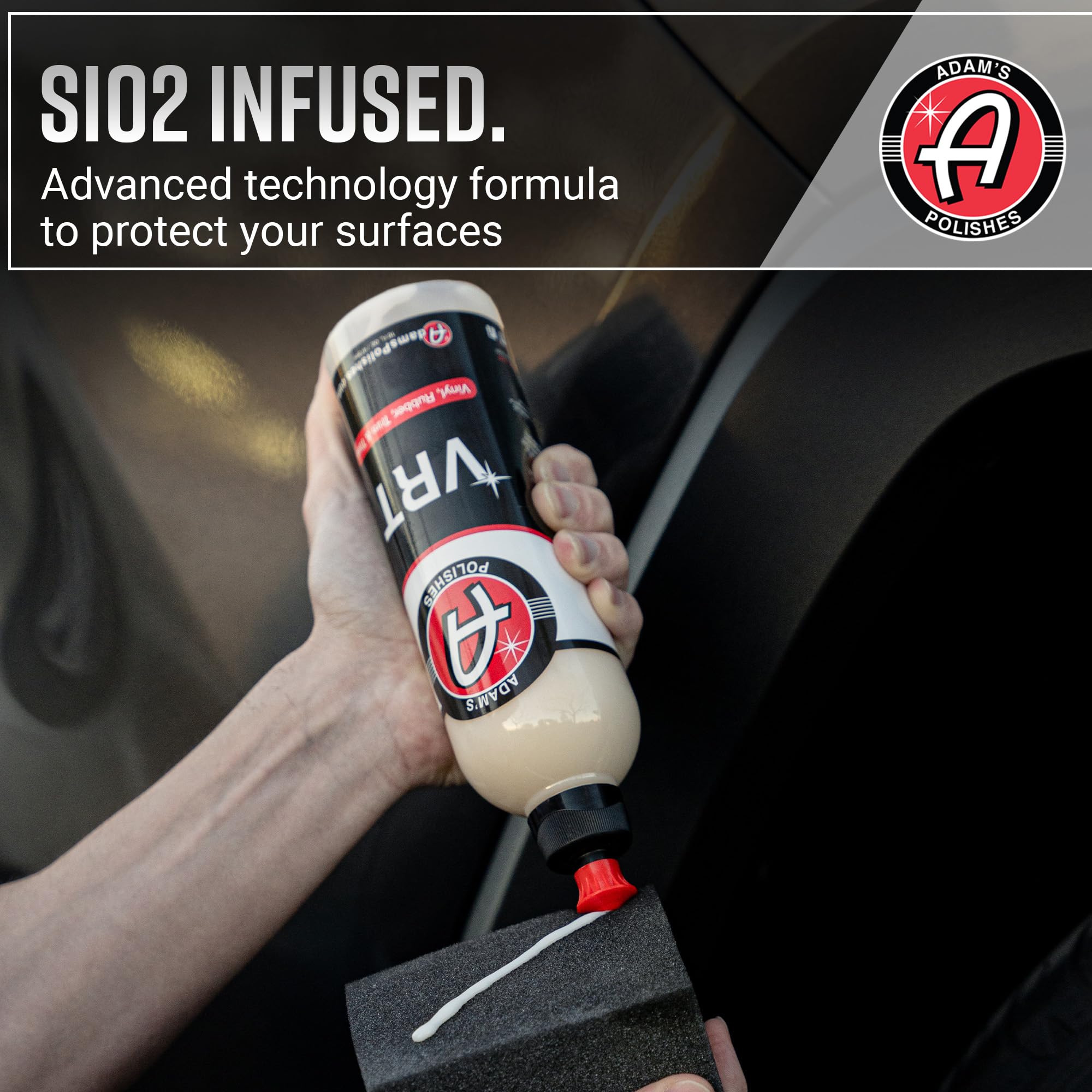 Adam's Polishes VRT beads water on tires for enhanced repellency.