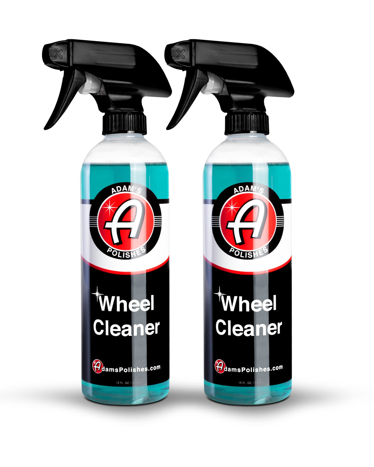 Adam's Polishes Wheel Cleaner 2-Pack bottle closeup with spray nozzle for easy application.