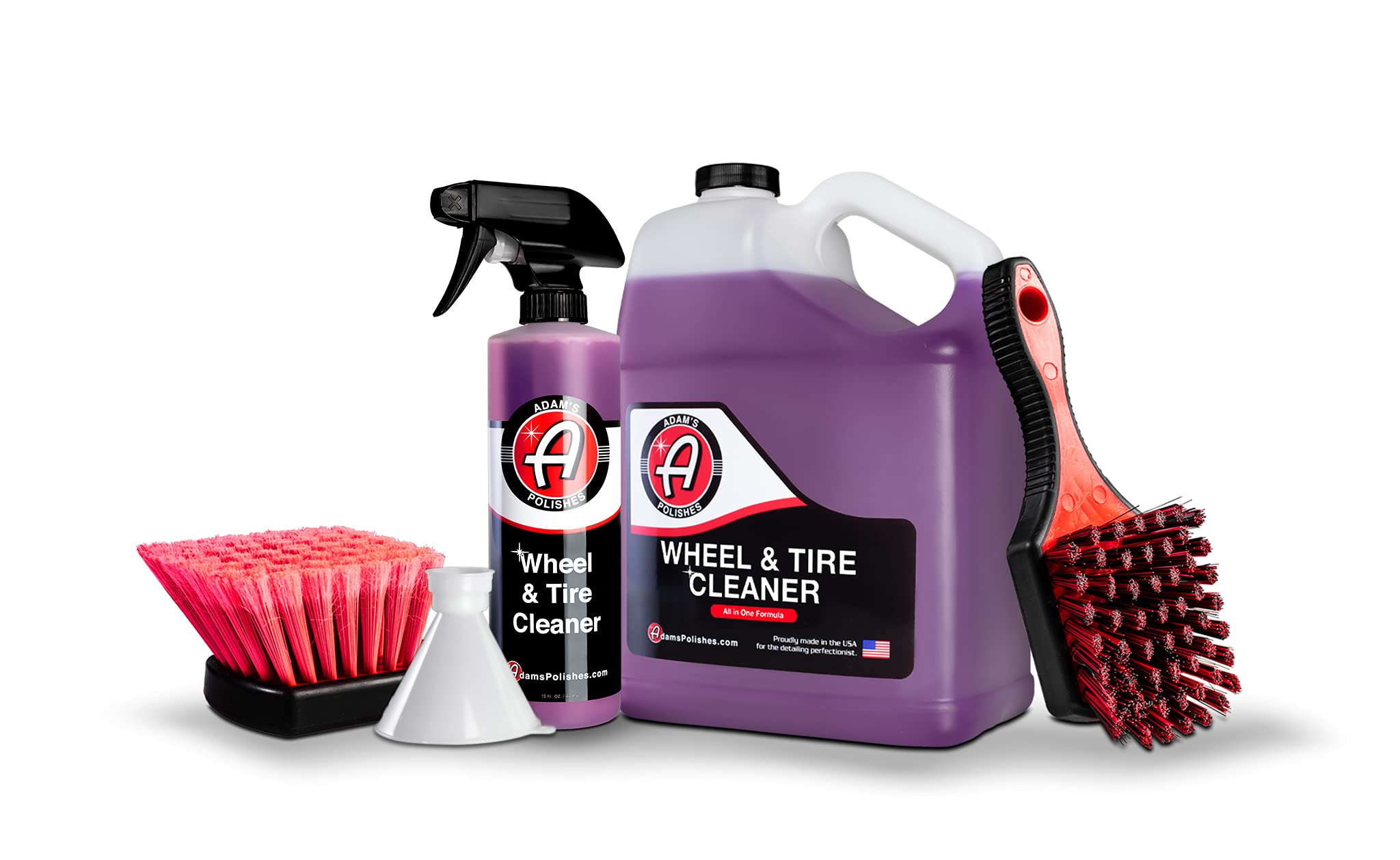 Adam's Polishes Wheel & Tire Cleaner bottle pour for easy application and dirt removal