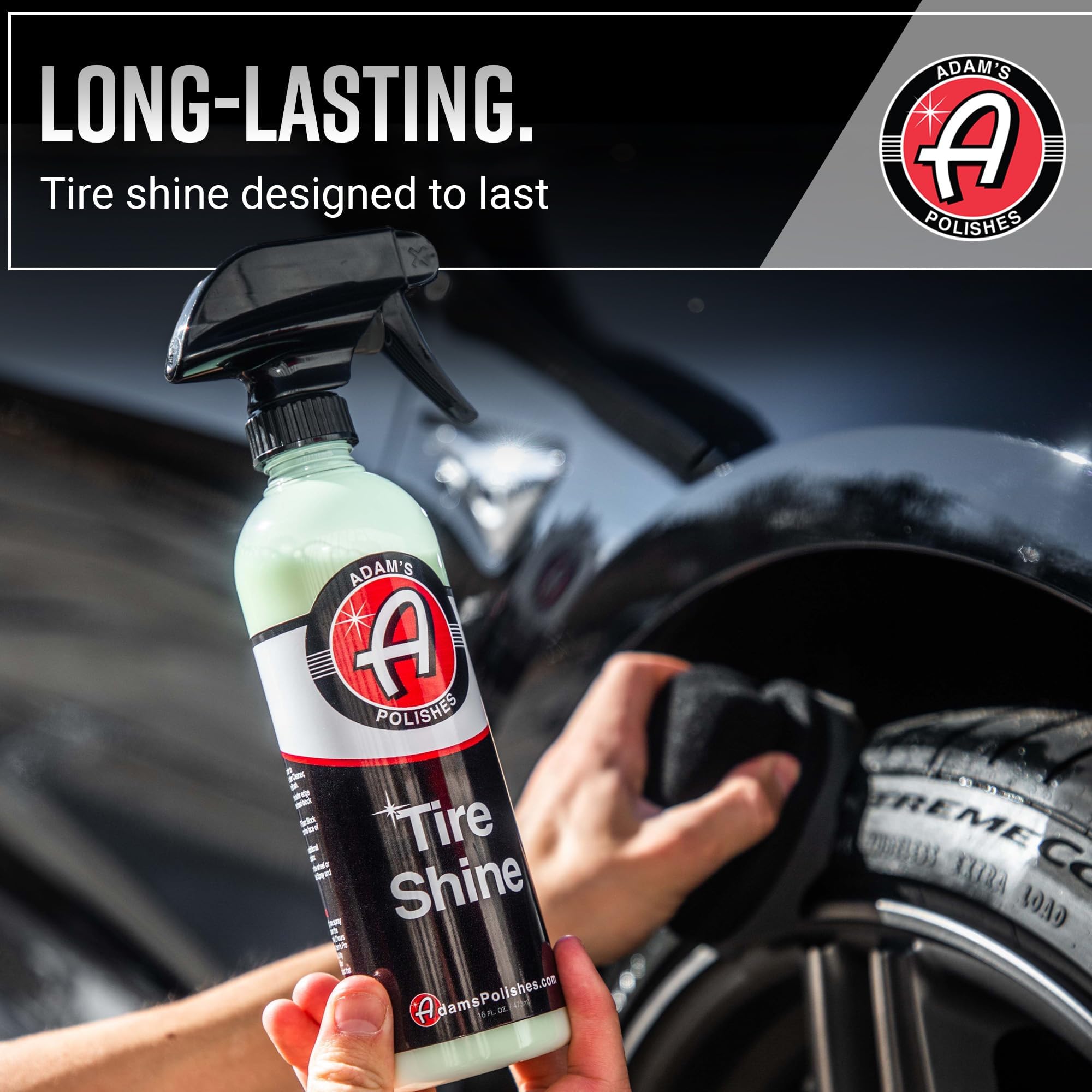 Adam's Tire Shine wet look gloss highlights a deep, durable shine