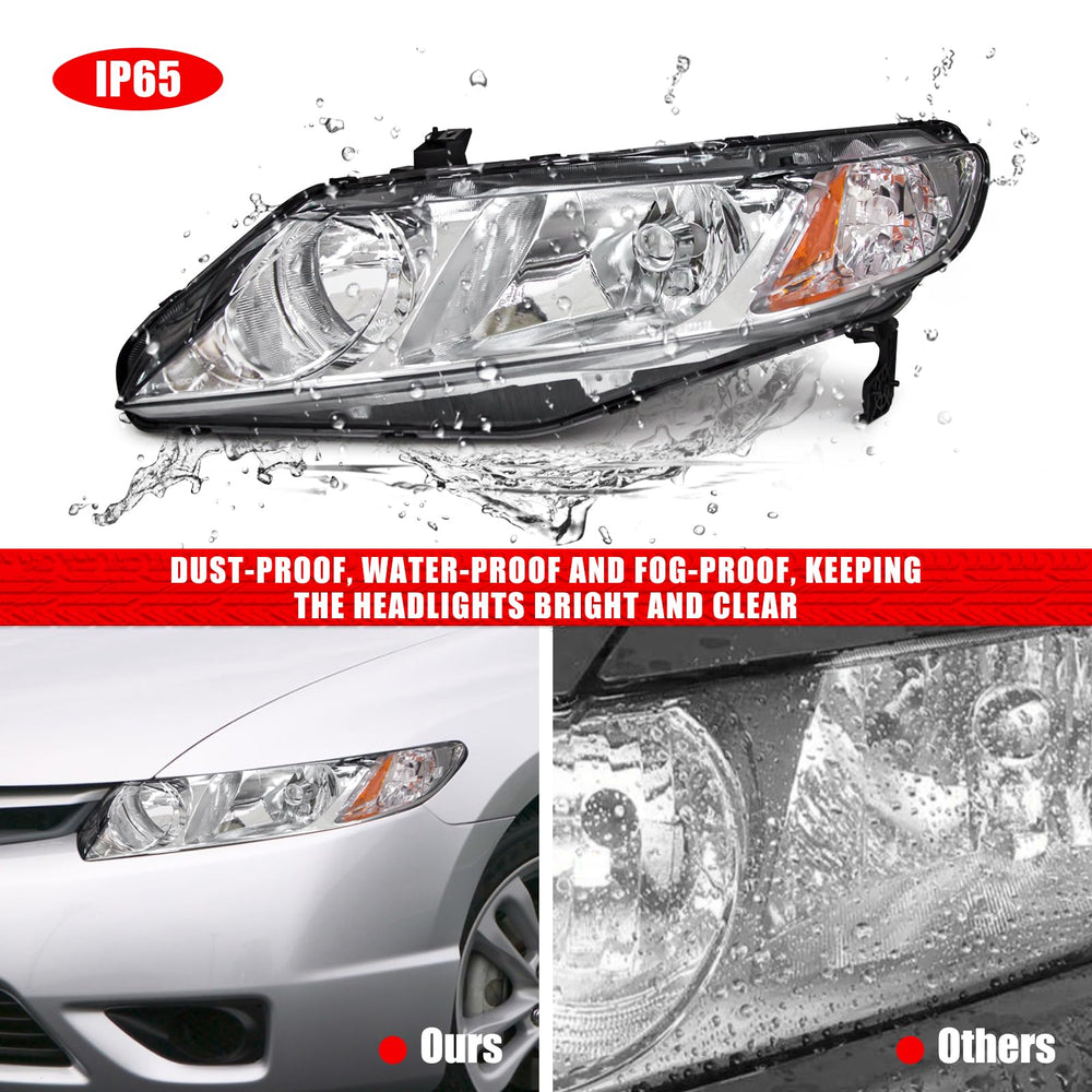ADCARLIGHTS chrome housing adds a premium look to Civic headlights.