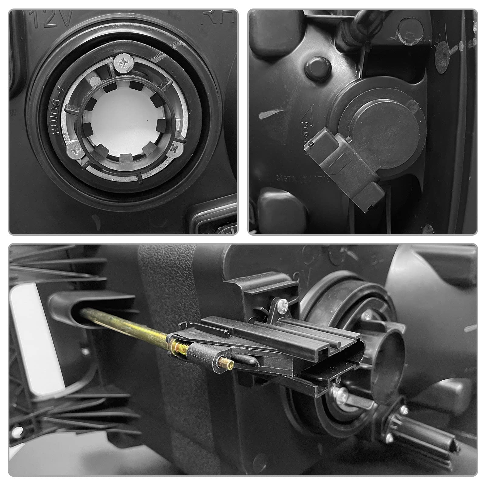 ADCARLIGHTS Clear lens close-up on Ram headlight without bulbs