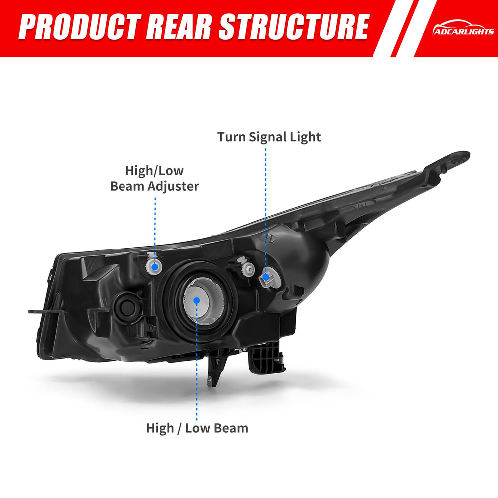 ADCARLIGHTS headlamp plug-n-play installation for simple, tool-free upgrade.