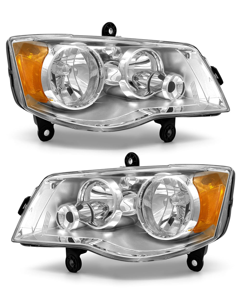 ADCARLIGHTS grand caravan headlights with chrome housing and amber reflector for clearer night driving