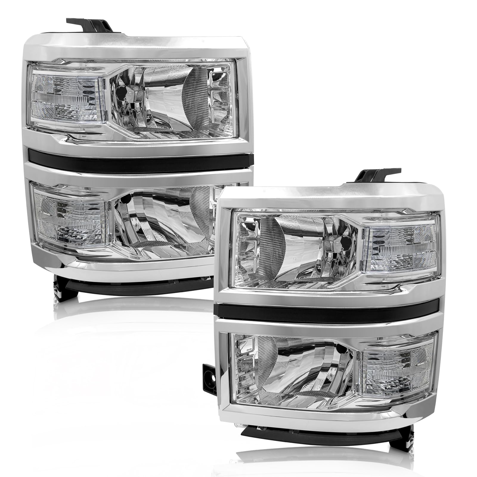 ADCARLIGHTS left chrome headlight assembly for 2014-2015 Silverado improves OE fit and visibility