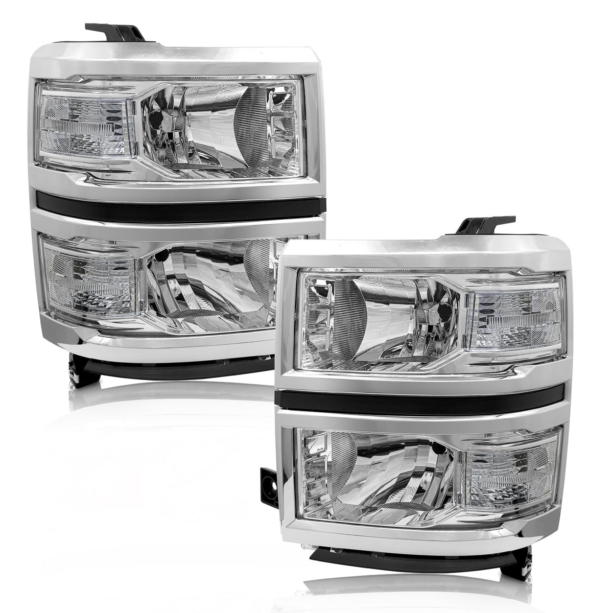 ADCARLIGHTS left chrome headlight assembly for 2014-2015 Silverado improves OE fit and visibility