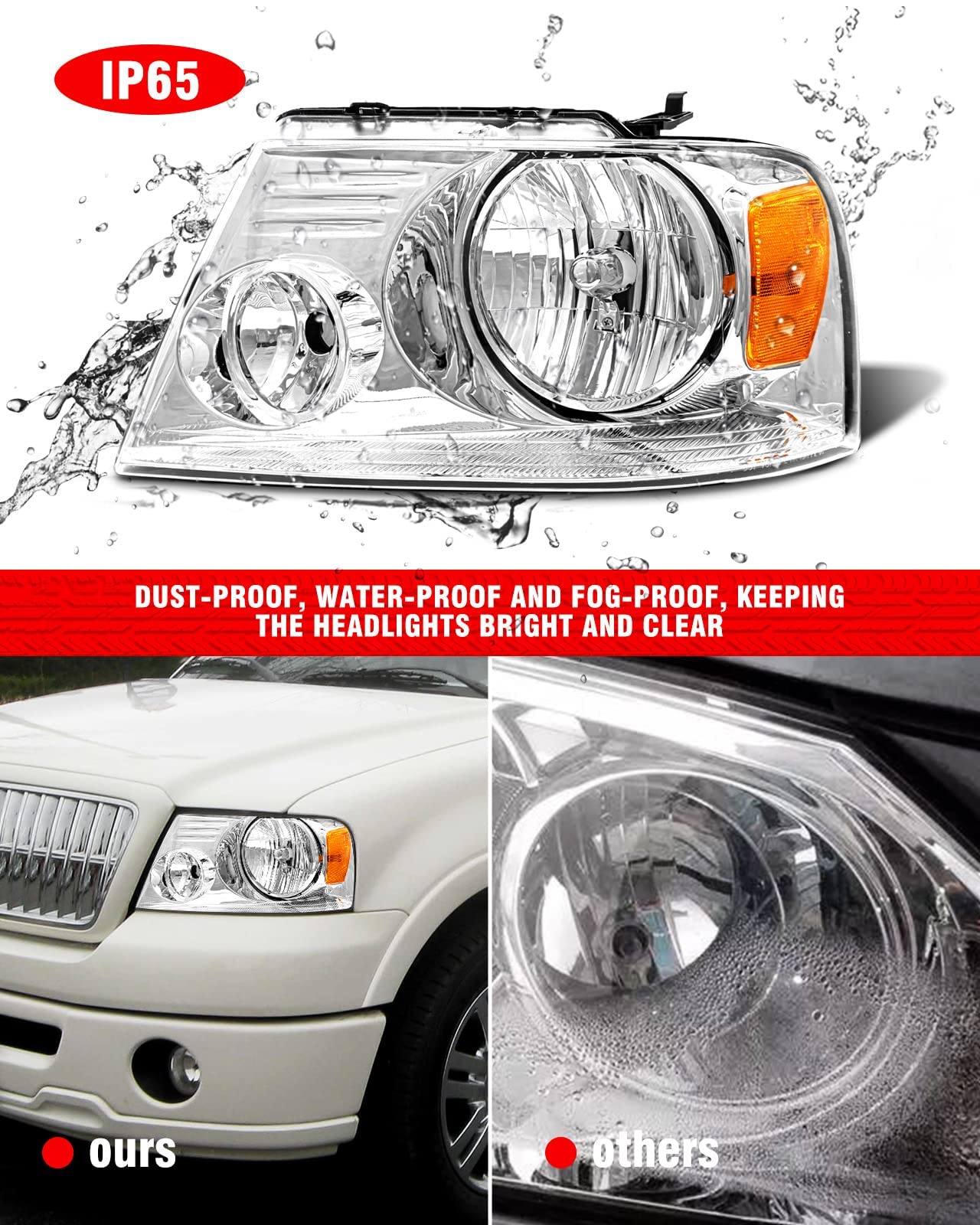 Front view of ADCARLIGHTS headlight assembly for F-150