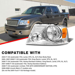 ADCARLIGHTS headlight assembly for Lincoln Mark LT with clear lens and chrome housing
