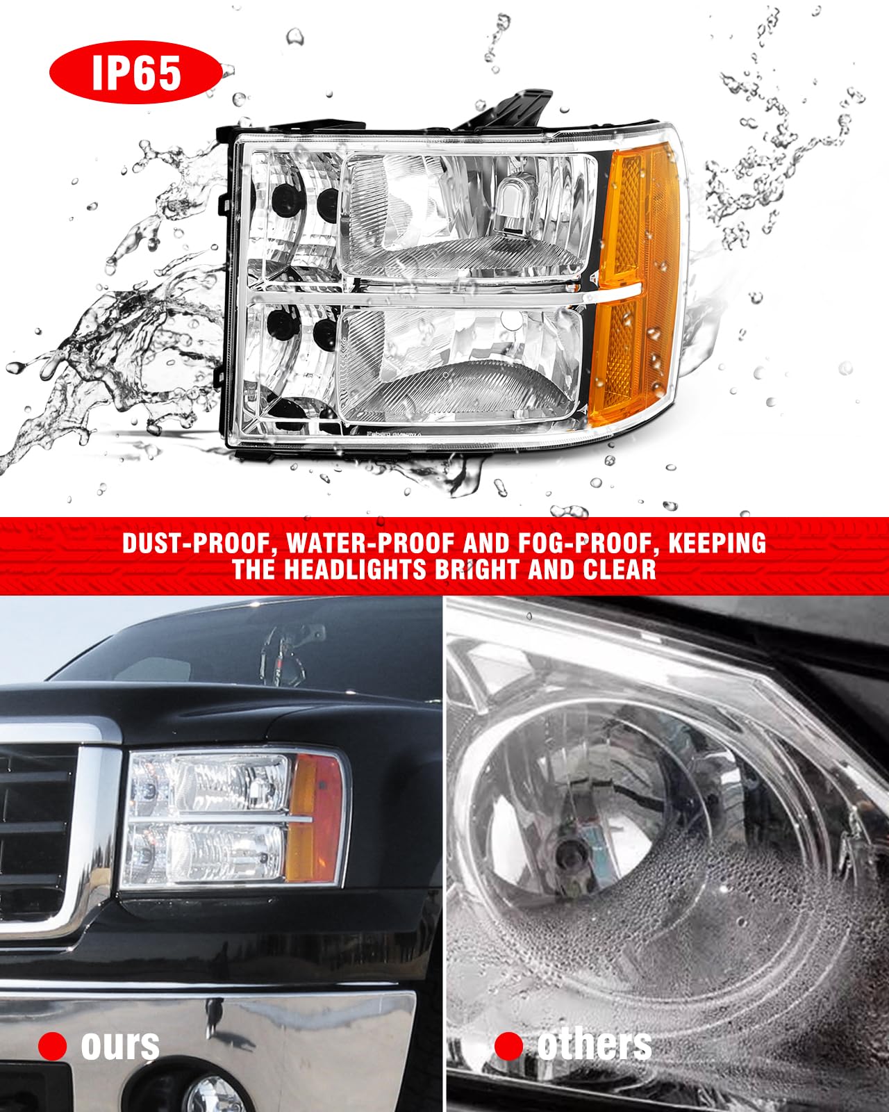 ADCARLIGHTS front view highlights chrome housing and precise OE-style fit.