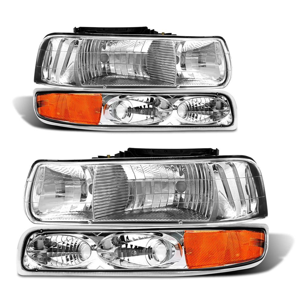 ADCARLIGHTS Silverado 1999-2002 headlight with chrome housing improves nighttime visibility.