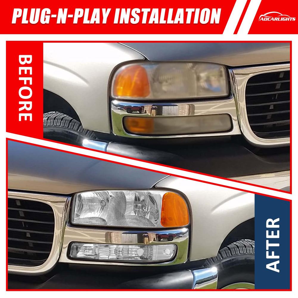 ADCARLIGHTS Yukon headlight assembly right with amber reflector detail