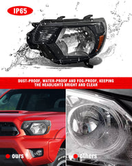 ADCARLIGHTS black housing close-up on Tacoma headlight showing durable exterior