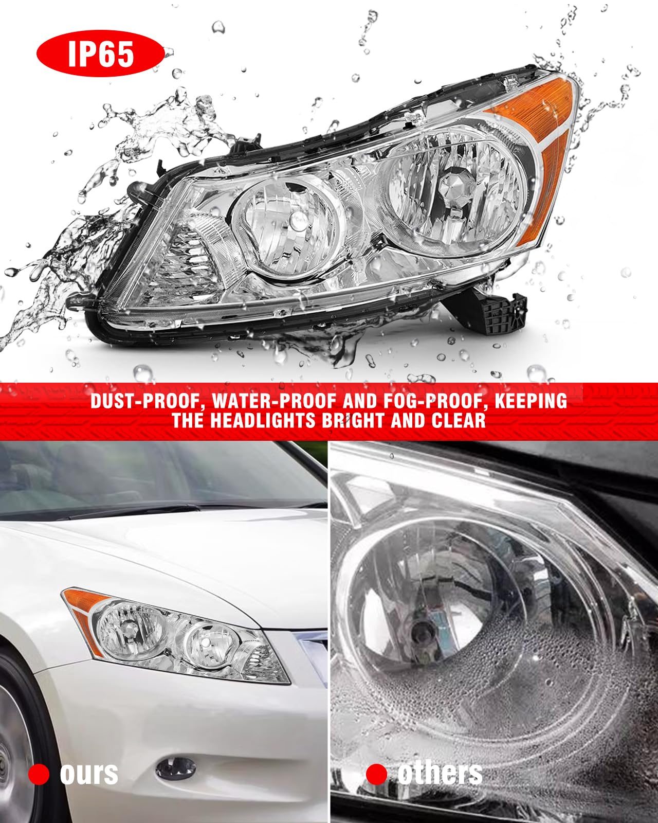 ADCARLIGHTS chrome housing close-up highlights durable, precise OE-style finish.