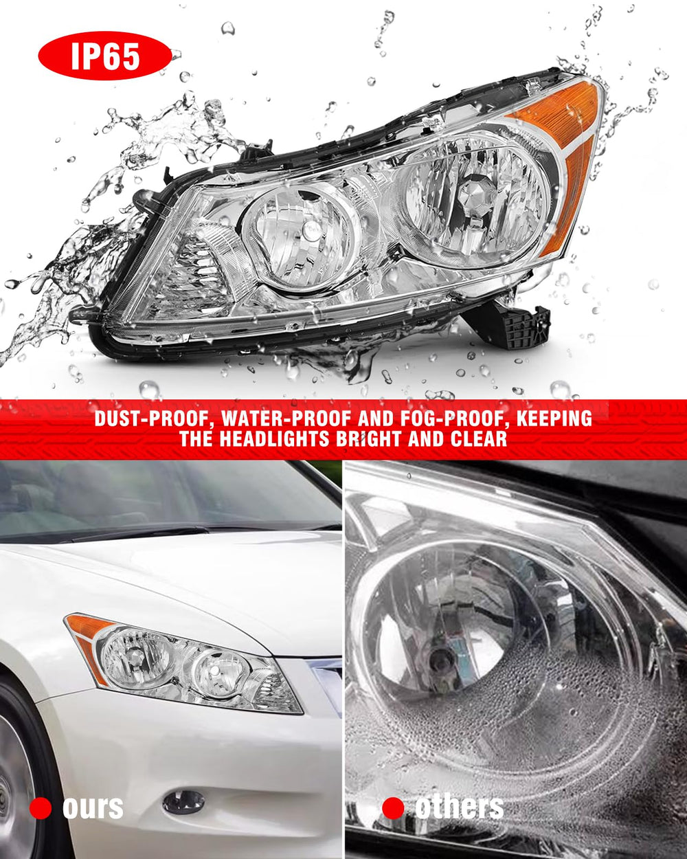 ADCARLIGHTS chrome housing close-up highlights durable, precise OE-style finish.