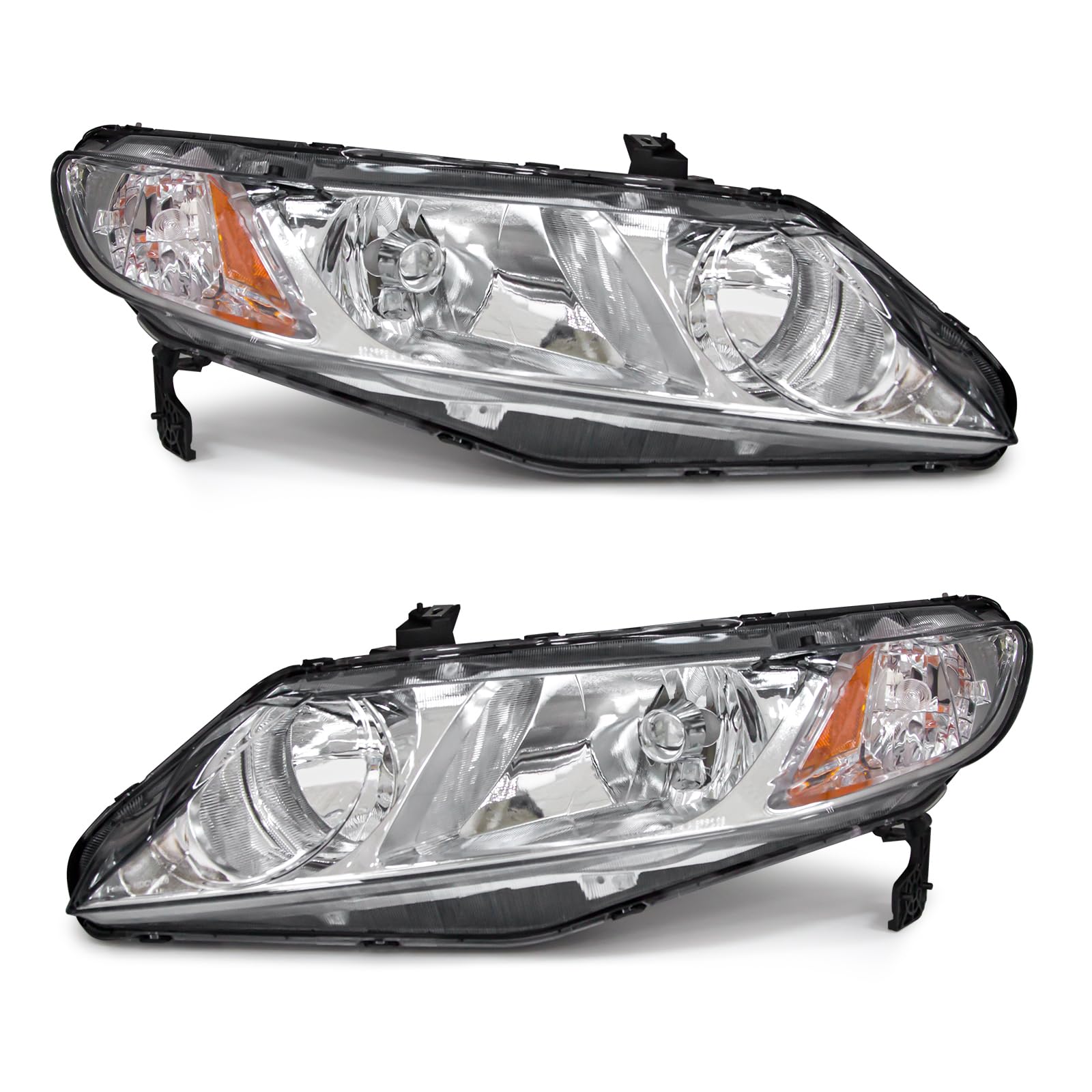 ADCARLIGHTS headlight assembly for 2006-2011 Civic with chrome housing enhances daytime visibility.