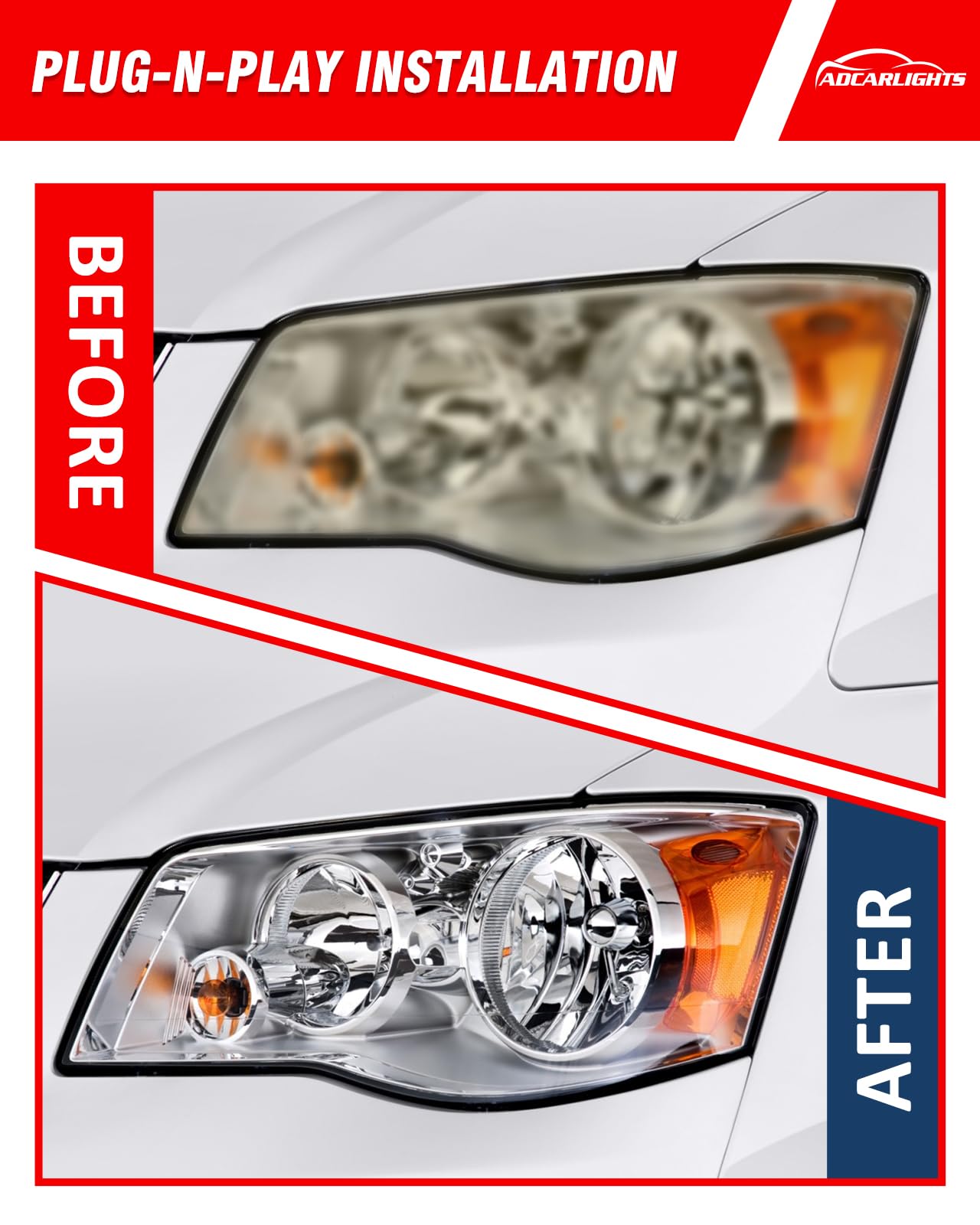 ADCARLIGHTS IP65 waterproof seal ensures durability in rain and car washes