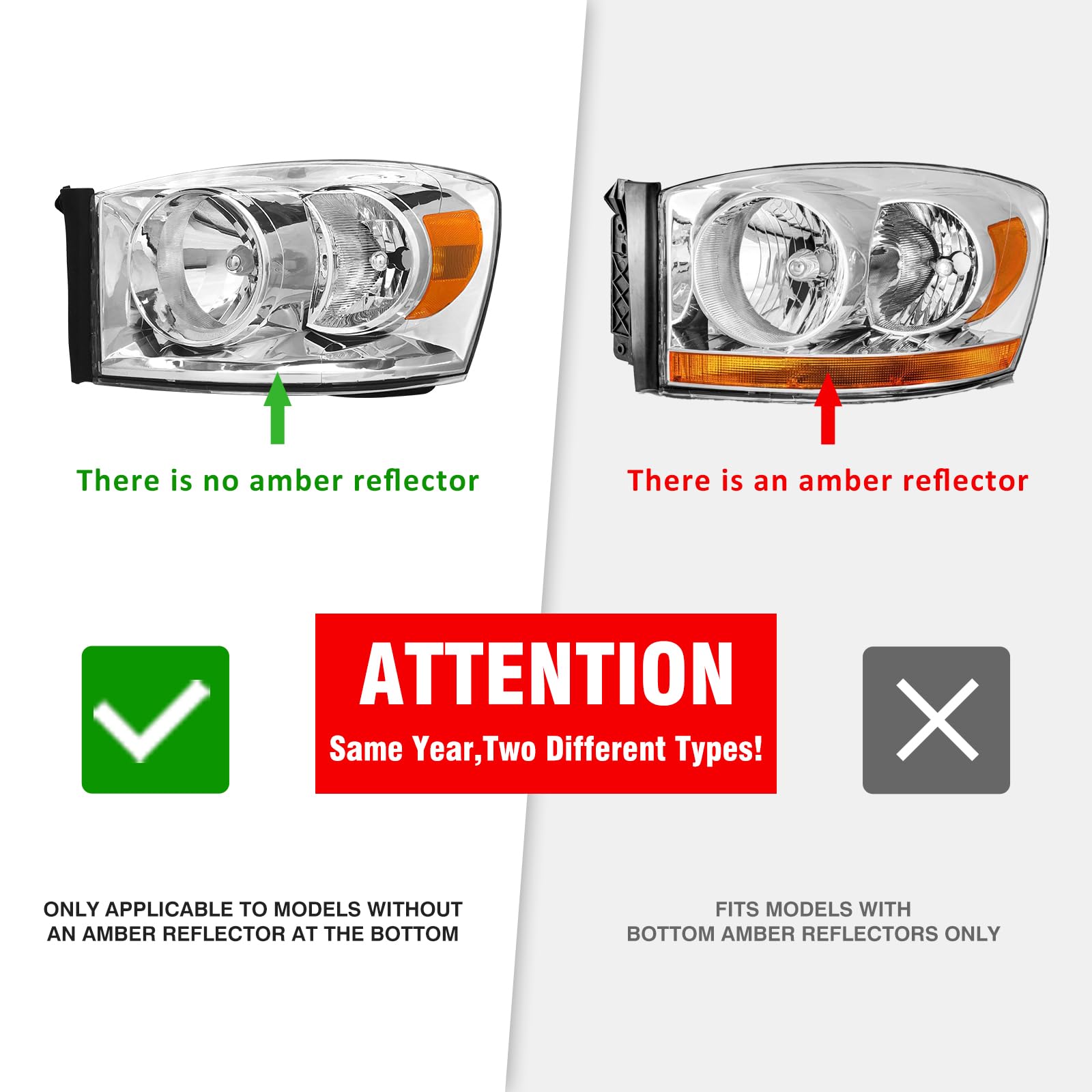 ADCARLIGHTS left headlight close-up shows clear lens for improved nighttime visibility.