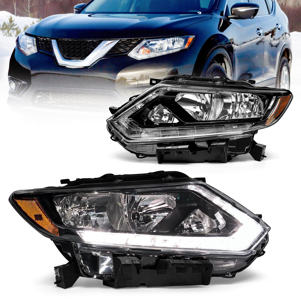 ADCARLIGHTS Nissan Rogue left headlight with clear lens, precise fit for halogen models