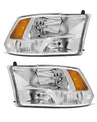 ADCARLIGHTS Ram headlight assembly with chrome housing improves vehicle aesthetics and night visibility.